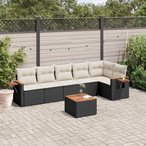 vidaXL 7-dijelni set vrtnih sofa od poliratana s jastucima crni Cijene