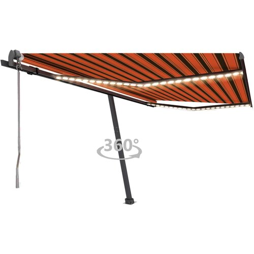 vidaXL avtomatska tenda led + senzor 400x300 cm oranžna/rjava Cene