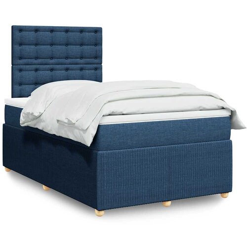 VidaXL Box spring postelja z vzmetnico modra 120x190 cm blago Slike
