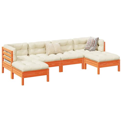  6-dijelni set vrtnih sofa s jastucima vo&scaron;tano smeđi od borovine Cijene