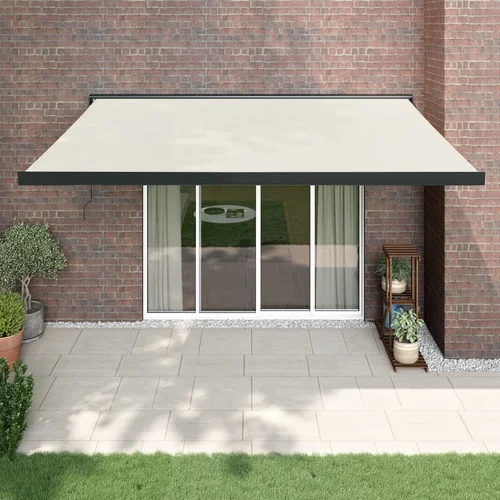 vidaXL Zložljiva tenda krem 4x3 m blago in aluminij