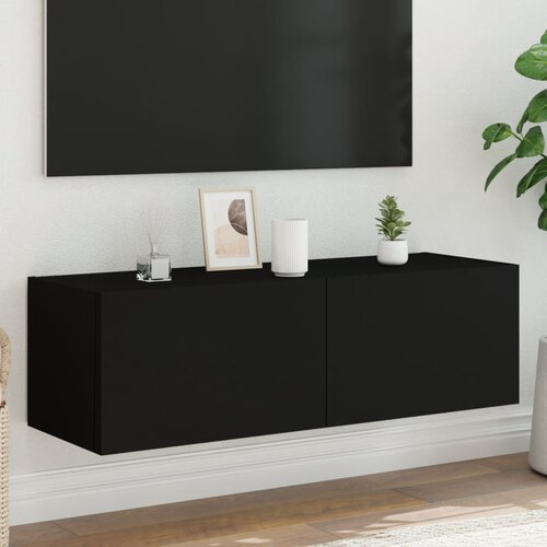 vidaXL Stenska TV omarica z LED lučkami črna 100x35x31 cm Cene
