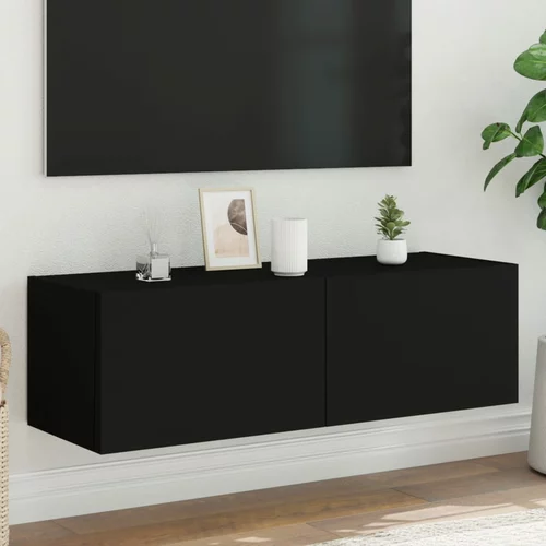 vidaXL Stenska TV omarica z LED lučkami črna 100x35x31 cm