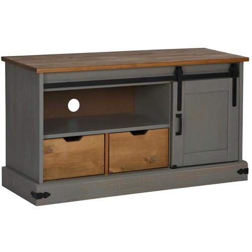 Maison Chic TV omarica - TV stojalo - Televizijska omarica HALDEN z drsnimi vrati sive 110x40x60 cm masivni les, (21701079) Cene