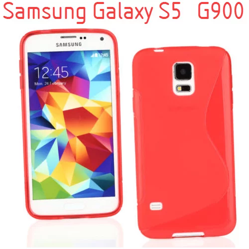  Gumijasti / gel etui S-Line za Samsung Galaxy S5 G900 / S5 Neo G903 - rdeči