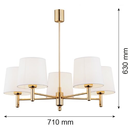  Argon 2106 - Luster na &amp;scaron;tangu PONTE 5xE27/15W/230V mesing/krem Slike