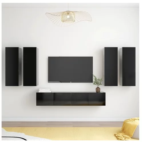  Komplet TV omaric 6-delni črna iverna plošča