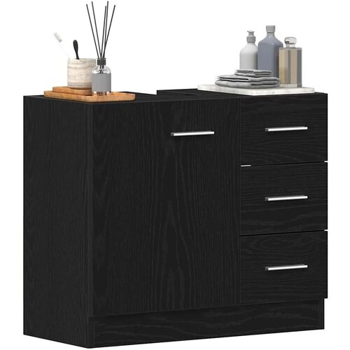  Ormarić za Lavabo - Umivaonik crni hrast 63x30x54 cm inženjerski drvo - Crni hrast Cijene