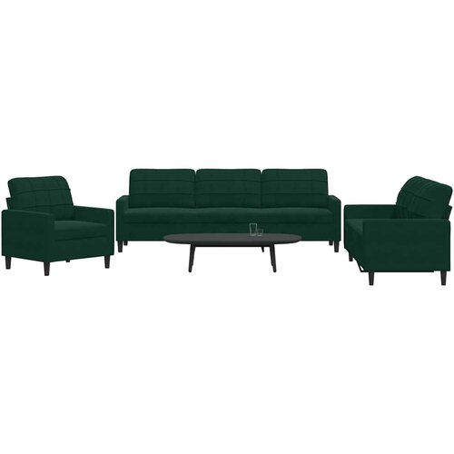  3-dijelni set sofa s jastucima tamnozeleni baršunasti Cene