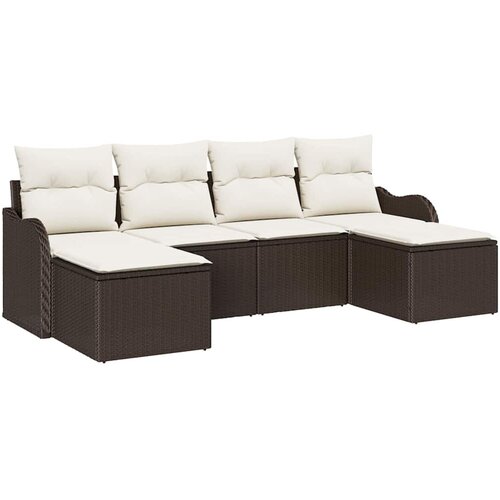 vidaXL Vrtna sedežna garnitura 6 pcs Rjava in bela Poly ratan, (5000145711) Cene