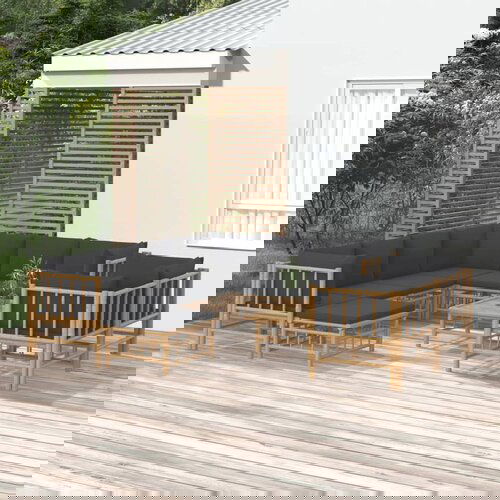  10-dijelna vrtna garnitura od bambusa s tamnosivim jastucima Cijene