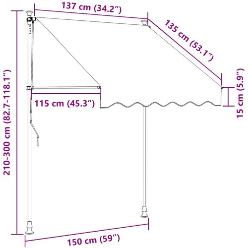 Tenda na ručno uvlačenje 150 cm antracit Slike