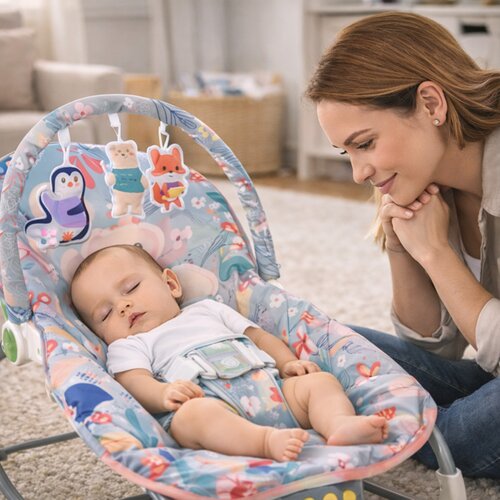 KUDA  KUPOVINU Pink Jungle Comfort Rocker - ležaljka ljuljalica za bebe roze nijansi sa životinjama Slike