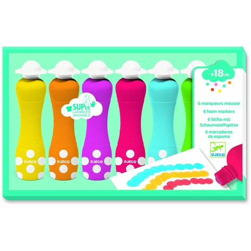 Djeco Komplet 6 prstnih barv z aplikatorjem