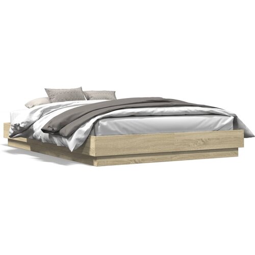  Okvir kreveta s LED svjetlima boja hrasta sonome 150 x 200 cm Slike