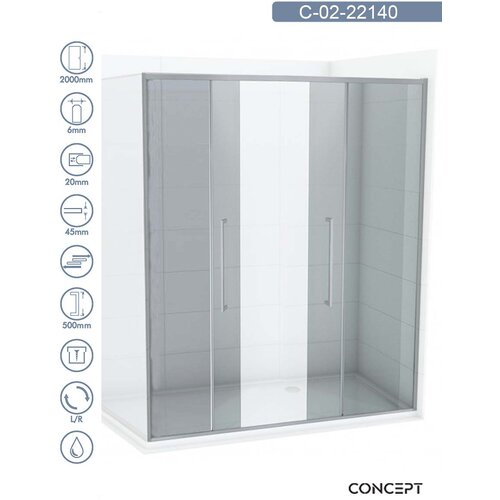 Copen tu&amp;scaron; paravan devon, providno staklo 6mm, srebrni ram, 140x200cm Slike