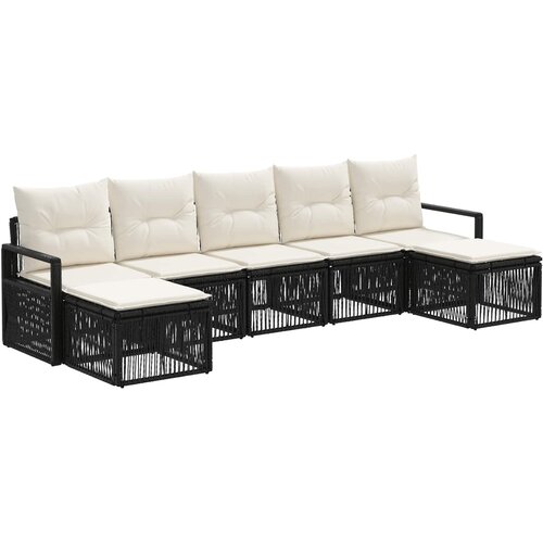 vidaXL Vrtna sedežna garnitura 7 pcs Črna poli ratan, (5000270340) Cene