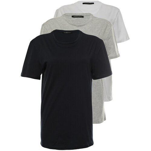 Trendyol Multicolor Men's Basic Slim Fit 100% Cotton 3-Pack Crew Neck Short Sleeved T-Shirt Slike