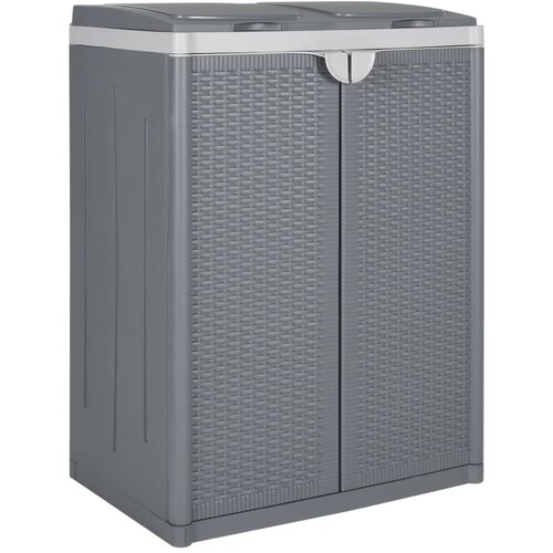 VidaXL Kanta za smeće s 2 vratima siva 65 x 45 x 88 cm PP Slike