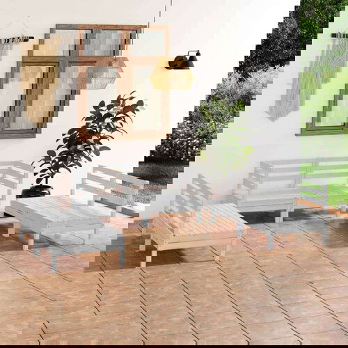  Vrtna sedežna garnitura 6-delna bela trdna borovina, (20676584) Cene
