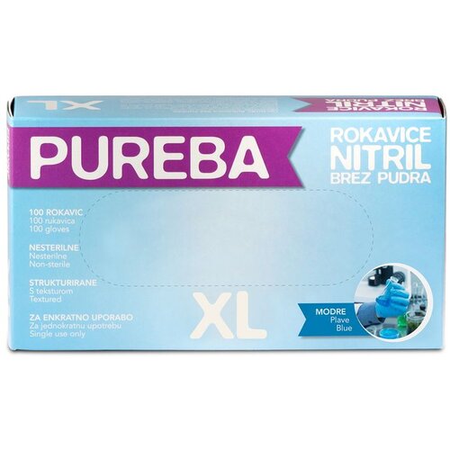  Rokavice iz nitrila Pureba (velikost: XL, 100 kos/pak, brez pudra, modre) Cene