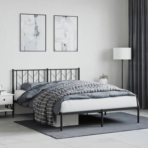 vidaXL Metalni okvir za krevet s uzglavljem crni 150x200 cm Cene