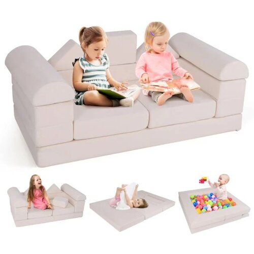  Modularni dječji sjedni set, 9-dijelni igraći sjedni set - bež Cijene