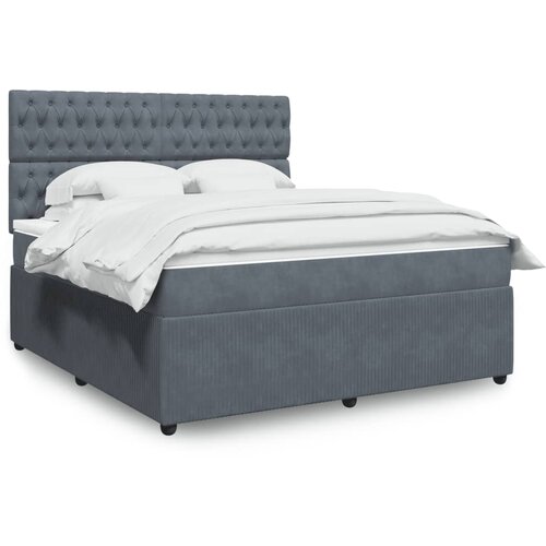 vidaXL Box spring postelja z vzmetnico temno siva 180x200 cm žamet Cene
