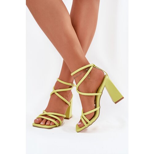 Boto Women Sandals On Heel With Straps Lime Ciarilora Cene