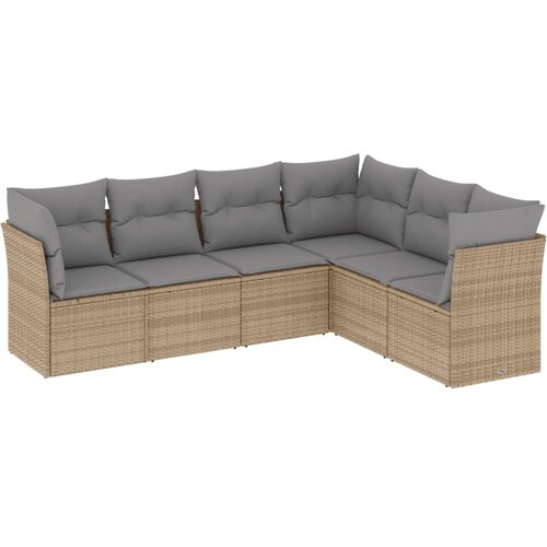  6-dijelni set vrtnih sofa s jastucima bež od poliratana 234 x 179 x 69 cm Slike