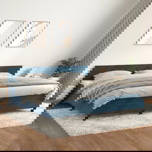 vidaXL Box spring postelja z vzmetnico temno modra 200x200 cm žamet Cene