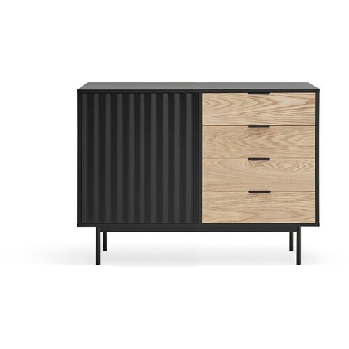 Teulat Crna niska komoda u dekoru hrasta 108x80 cm Sierra - Slike