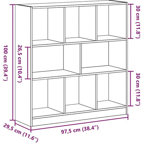 VidaXL Ormar za knjige crni hrast 97,5x29,5x100 cm konstruirano drvo Slike
