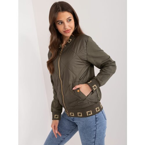 Fashion Hunters Khaki quilted bomber jacket with zipper Slike