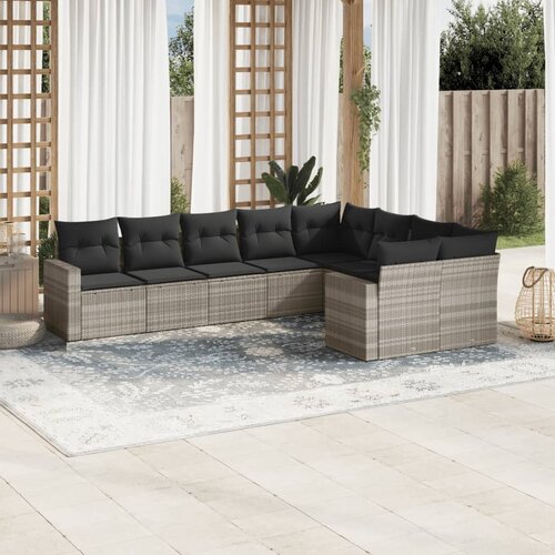 vidaXL 9-dijelni set vrtnih sofa od poliratana s jastucima svjetlosivi Cijene