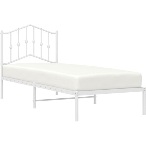  Metalni okvir krevet bez madraca s uzglavljem bijeli 75x190 cm Slike