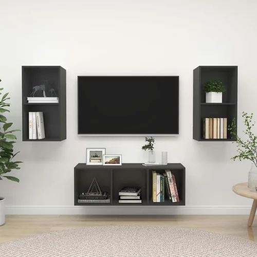 vidaXL Komplet TV omaric 3-delni siva iverna plošča, (20730698)