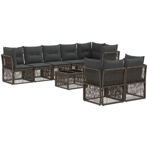 vidaXL Vrtna sedežna garnitura 9 pcs Siva poli ratan, (5000269247) Cene