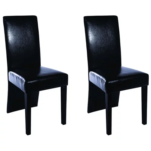  Jedilni stoli 2 kosa črno umetno usnje