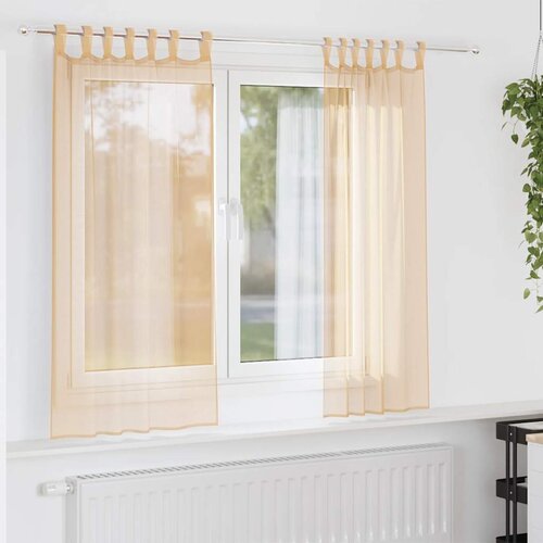 Voile zavjese s petljama 2 kom pijesak 140x140 cm Cene