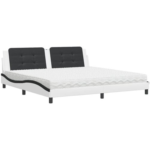 vidaXL Postelja z vzmetnico bela in črna 200x200 cm umetno usnje, (21143011) Cene