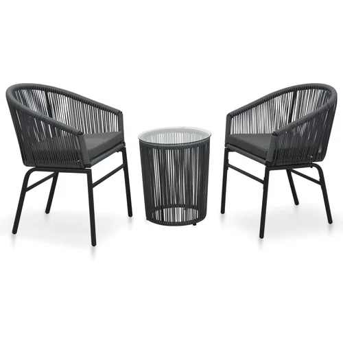  3-dijelni bistro set s jastucima od PVC ratana antracit