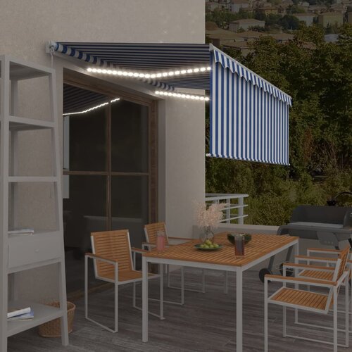 Tenda na ručno uvlačenje s roletom LED 3 x 2,5 m plavo-bijela Cijene