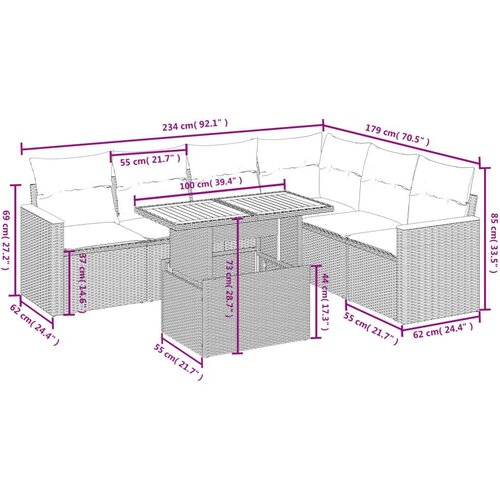 VidaXL 7-dijelni set vrtnih sofa sivi od poliratana Slike