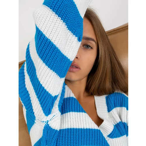 Fashion Hunters White and blue oversize striped sweater RUE PARIS
