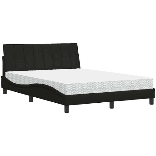  Krevet s madracem crni 140 x 190 cm od tkanine Slike