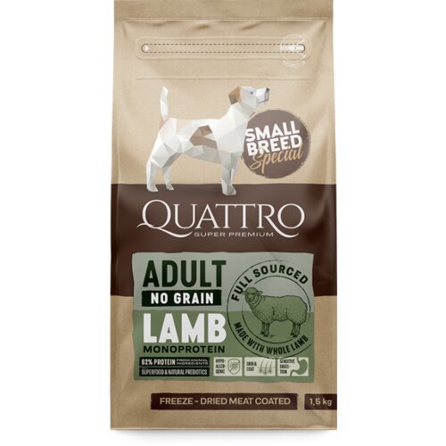 QUATTRO suva hrana za odrasle pse malih rasa monoprotein grain free - jagnjetina 1.5kg Cene