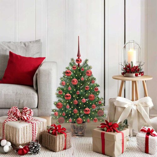 VidaXL Umjetno božićno drvce s 150 LED svjetlima Zelena 65 cm PE i PVC Slike