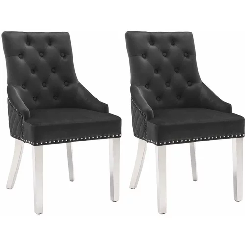  Jedilni stoli 2 kosa črn žamet, (20701411)