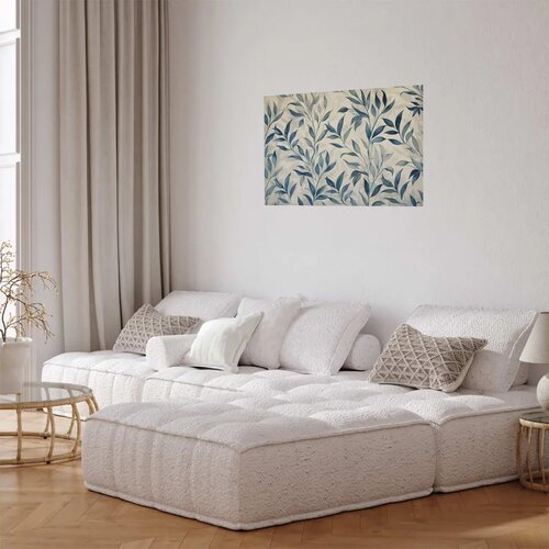  Plakat - Delicate Botanical Motif with Blue Leaves 90x60 Bez okvira Slike